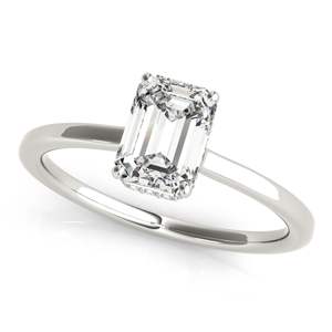 Bague de fiançailles pour femme avec émeraude et diamants ronds - Product Image 3