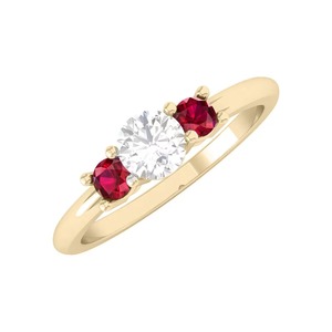 Bague Trilogie en Rubis, Diamant de Laboratoire 0,40 Ct F-SI2, Rubis Rouge 0,80 Ct Poli, Monture Trilogie en Or Massif 14K, Produit Personnalisable - Product Image 2