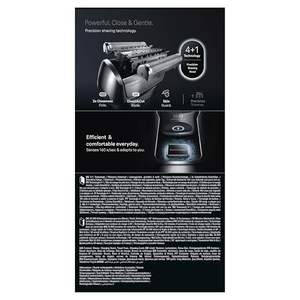 Rasoir électrique homme 4-en-1 pour usage humide/sec, tête de précision, autonomie 60 min, support de charge, tondeuse à barbe sans fil IPX7 pour le corps, argent - Product Image 5