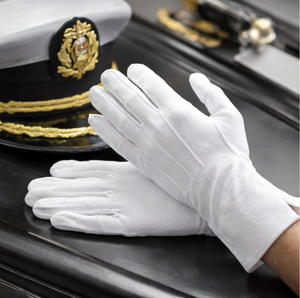 Gants de cérémonie blancs en coton pour cérémonie et uniforme - Product Image 1