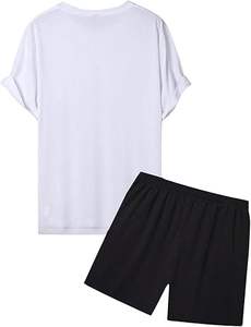 Traje deportivo informal de verano 2024 para hombre, conjunto de dos piezas, chándal de manga corta de tela de poliéster ligero, camiseta de talla grande, pantalones cortos - Product Image 3