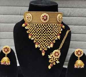 Bijoux de mariée traditionnels de haute qualité collier clouté avec plaqué or Anti-ternissement bijoux pour femmes indiennes personnaliser - Product Image 2