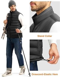 Venta Directa de Fábrica, Chaleco Acolchado con Cremallera Personalizado, Transpirable, de Alta Calidad, Informal, para Hombre, Invierno, 100% 220g, Cuello en V - Product Image 4