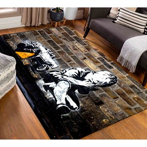 Tapis Banksy Praying Boy : Décoration Street Art lavable en machine, tapis fin non tissé - Product Image 4