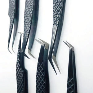 Pinzas de pestañas con logotipo personalizado gratis, pinzas de punta de fibra para extensión de pestañas, 90 grados, venta al por mayor, etiqueta privada de acero inoxidable - Product Image 4