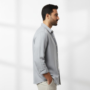 เสื้อเชิ้ตผ้าทอลายทแยงฮาวายลำลองสำหรับผู้ชายเสื้อระบายอากาศได้ดีออกแบบโลโก้ได้ตามต้องการ - Product Image 3