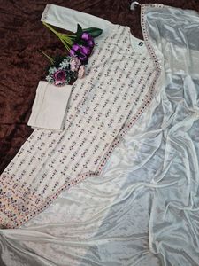 Hilo pesado de seda viscosa de diseñador readymade Premium con top de trabajo bordado con secuencia y pantalón con Chinon Silk Dupatta - Product Image 2