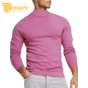 Pulls en tricot brodés pour hommes ODM 100% coton Couleur unie Motif entièrement respirant Coupe-vent Séchage rapide Haut d'hiver Confort - Product Image 6