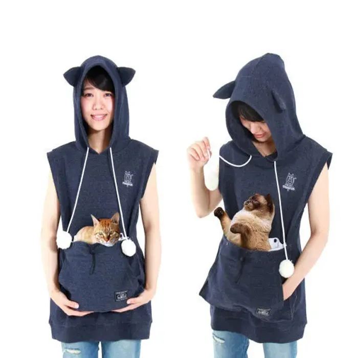 Custom Logo Women Cat Carrying Hoodie Pet Products navidad 2023 Original Cotton Hoody Custom Cat Ear Hoodies Christmas Gift 2023