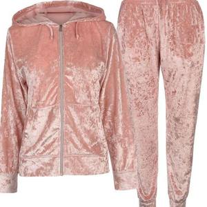 ชุดวอร์ม100% ผ้าฝ้ายมีฮู้ดเสื้อครอปมีฮู้ดชุดวิ่งจ๊อกกิ้งแบบ2ชิ้นสำหรับผู้หญิงขายส่งโลโก้ออกแบบได้ตามต้องการ - Product Image 1