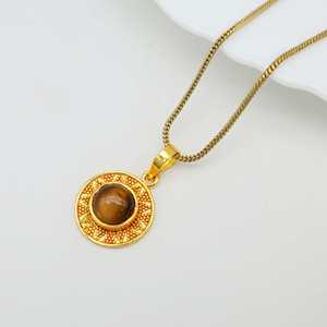Nuevo Colgante Redondo de Latón Chapado en Oro de 18k con Ojo de Tigre, Colgante Espiritual de Protección, Estilo Tribal Boho, Venta al por Mayor para Mujeres - Product Image 6