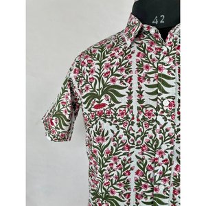 เสื้อเชิ้ตผู้ชายสีเทาสไตล์ลำลองสำหรับฤดูร้อน ผ้าฝ้ายป๊อปลินพิมพ์ลายด้วยมือ สวมใส่สบาย เหมาะสำหรับชายหาด สวน ปิกนิก หรือใส่ในเมือง เป็นของขวัญสำหรับคุณพ่อ - Product Image 3