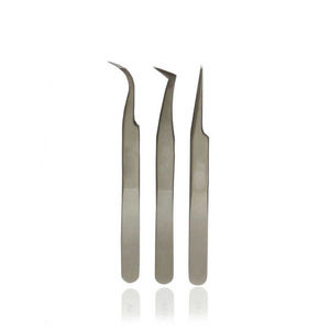 Pinzas de punta de fibra, pinzas de aislamiento curvo, pinzas para pestañas, agarre de diamante, trabajo de maquillaje de pestañas de acero inoxidable blanco de 90 grados - Product Image 6