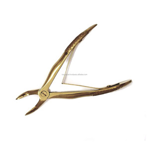 Juego de fórceps de extracción Dental chapados en oro de acero inoxidable Manual de 7 piezas | Instrumentos quirúrgicos de eliminación de dientes de bebé pedodónticos - Product Image 5