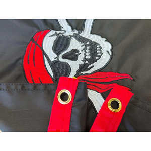 Bandera Pirata Roja con Diseño de Sombrero y Barco, 12x18 Pulgadas, Hecha en EE. UU., Bordado Jolly Roger, con 2 Ojales de Latón, Resistente - Product Image 3