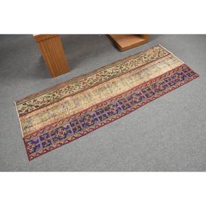 พรมขนแกะ2.1x5.9ft ตุรกีสีเบจสีน้ำเงินแบบดั้งเดิมการออกแบบปะต่อทรงสี่เหลี่ยมผืนผ้าแบบคลาสสิกวัสดุโพลีเอสเตอร์สำหรับห้องนอนห้องนั่งเล่น - Product Image 2