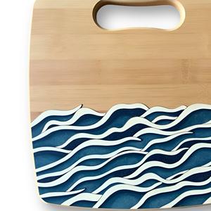 Tabla de queso de resina de bambú Premium, tabla de corte Rectangular oceánica, tabla de entretenimiento ecológica, regalo de cumpleaños para amantes del mar - Product Image 2