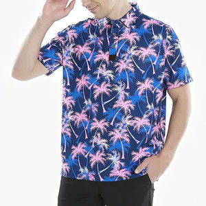 Chemises pour hommes en jersey 100% coton biologique Mode Nouvelles chemises de golf à manches courtes à fermeture éclair classique décontractées à séchage rapide en solde - Product Image 2