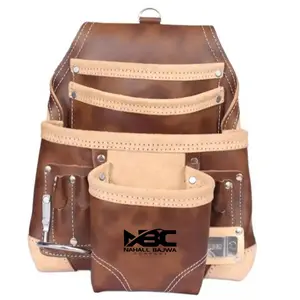 Bolsa de herramientas de cuero para carpintero electricista, bolso de trabajo hecho a mano de alta resistencia con cinturón, estilo 2023, venta al por mayor
