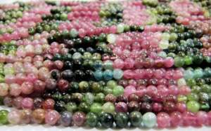 Perles de tourmaline rose de haute qualité Eminent Jewel, taille 4 mm, forme de boule, lisses, simples, brin de 13 pouces, multicolores, pastèque - Product Image 4