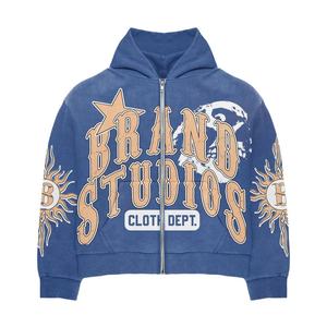 Logo sur mesure Design imprimé solide couleur unie coupe régulière Tracksuits de couleur bleue Tracksuits Ensemble deux pièces personnalisé Combinaison d'entraînement - Product Image 2