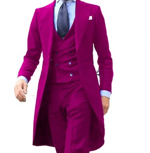 Chaqueta de esmoquin personalizada para hombre, 3 piezas, 2025, nuevos diseños de abrigo largo, cierre de un solo pecho rojo chino de talla grande - Product Image 6