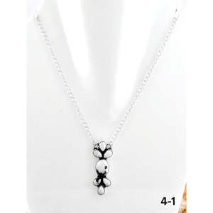 Southwest Style White Buffalo & Sterling Silver <b>Statement</b> <b>Necklace</b> Floral Pattern with Bezel Setting - Product Image 2