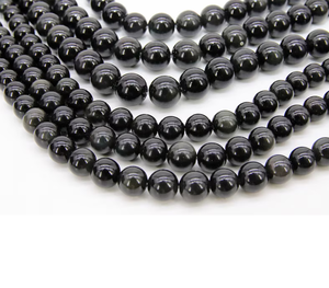Collier en cristal naturel, perles d'obsidienne noire lisses, pierre rouge polie, bijoux en pierres précieuses, brin lâche, grossiste, pierre précieuse pour la guérison - Product Image 5