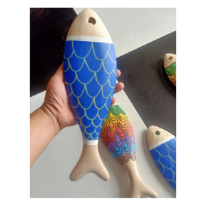 Artisanat en bois de poisson marin de haute qualité, sculpture en bois décorative sculptée à la main pour le style de maison côtière - Product Image 2