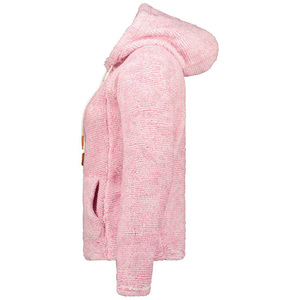 Chaqueta de lana para mujer con cremallera de estilo urbano, chaqueta con capucha transpirable suave y ligera con logotipo personalizado y bordado - Product Image 4