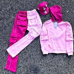 Red Reflective Tech Suit Velvet Sweatsuit jogging Suit rompevientos gym Stripes School Made - Product Image 4