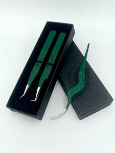 Pinzas para Pestañas GETUP BROSONS IMPEX, Color Verde Kelly, Recubrimiento en Polvo, Acero Inoxidable de 45 Grados, Antiestáticas, Antimagnéticas, con Punta Dentada - Product Image 6