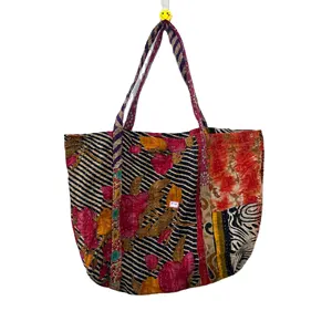 Most Trending Handmade Cotton Kantha Shoulder Bag Vintage Shopping Bag Beautiful Beach Tote Bag