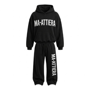<b>Womens</b> Black Fleece Hoodie Tracksuit Set Pullover Sweatshirt Wide Leg Pants <b>White</b> Back Graphic Casual Streetwear Loungewear - Product Image 3