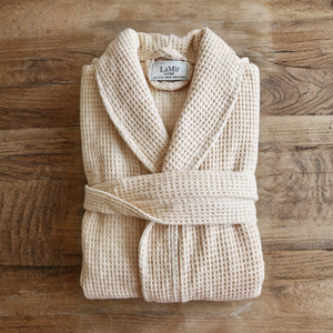 Bata de Baño Unisex de Algodón 100% con Tejido Interlock Piqué y Waffle, para Hotel y Spa, con Logotipo Personalizado, Proveedor OEM, Hecho en Turquía - Color Marfil - Product Image 6