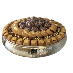 Bol à chocolat élégant en métal argenté bol à chocolat rond martelé fabriqué à la main pour les mariages et les occasions spéciales en vente - Product Image 1