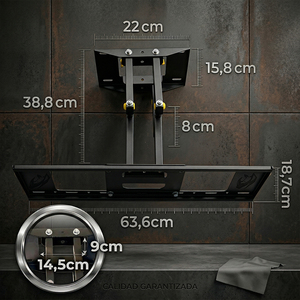 Supporto TV in Acciaio Rinforzato per TV da 23 a 65 Pollici, Braccio Doppio Inclinabile e Girevole, Distanza da 120 cm al Muro, Staffa LCD con Carrello - Product Image 1