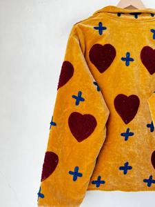 Chaqueta de Terciopelo con Bordado de Corazón y Cruz, Estilo Boho, Chaqueta Suzani de Terciopelo, Chaqueta Reversible, Abrigo de Invierno, Abrigo Suzani de Terciopelo para Mujer - Product Image 6