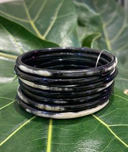 Conjunto de brazalete de cuerno de búfalo Natural de estilo clásico, brazaletes de cuerno oscuro para boda o regalo con diamante como piedra principal - Product Image 2