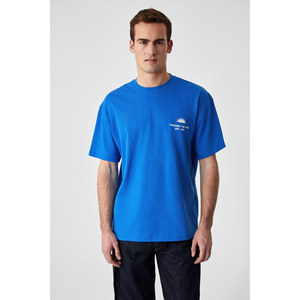 เสื้อยืดคอกลมโอเวอร์ไซส์ผ้าฝ้ายออร์แกนิก 100% ลายปักสำหรับผู้ชาย GRIMELANGE KHARY - Product Image 3