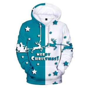 Joyeux Noël Hommes Rouge Père Noël Sweat À Capuche Haute Qualité PULLOVER Poche Hiver Saison À Capuche Col Durable Caractéristique Dos - Product Image 2