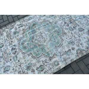 Tapis turc, 4,1x7,4 pieds, tapis camouflage blanc en laine - Product Image 5