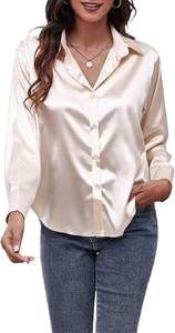 เสื้อผู้หญิงผ้าซาตินสไตล์เกาหลีวินเทจแขนยาวเสื้อลำลองระบายอากาศได้ดีผ้าทอสำหรับฤดูใบไม้ผลิและฤดูใบไม้ร่วง - Product Image 4