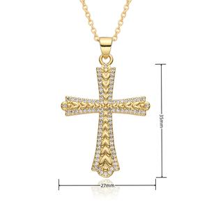 Fengyuan fabbrica Custom Hip-hop collana religiosa cristiana Unisex ottone Micro intarsio zircone croce ciondolo argento/placcato oro - Product Image 2