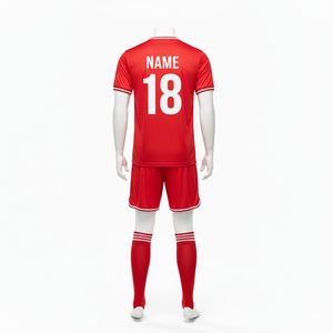 Custom Soccer Uniform <b>Kit</b>-Adult Jersey and Shorts Set with White Trim & Crew Neck 100% Polyester Breathable & Quick Dry - Product Image 4