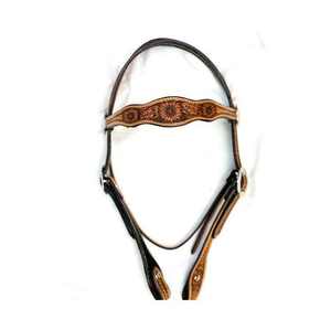 Rústico cuero de vaca Western Horse Headstall Premium Flower Tooled Durable Show Brida Elegante equipo de equitación India - Product Image 5