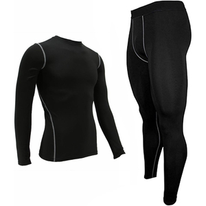 2025 ensemble de Compression tendance chaude pour hommes respirant à manches longues vêtements de sport deux pièces ensemble de gymnastique combinaison de Compression ensemble de Compression - Product Image 2