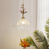 Lustre Rose Française à Hauteur Réglable, LED Intégrée, en Cuivre Massif, pour Salle à Manger, Chambre, Chevet, Bureau, Décoration Vintage pour la Maison