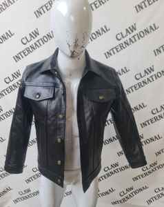 Logo personnalisé vestes en cuir de vachette pour hommes lourds coupe boxy veste de camionneur en cuir véritable patch noir pour hommes fournisseur en gros - Product Image 6