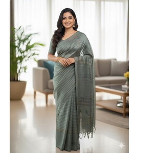 Sari en soie Katan de qualité supérieure multicolore pour femmes, cérémonie de mariage, tenue de soirée, occasion festive, vêtements traditionnels indiens en provenance d'Inde - Product Image 1